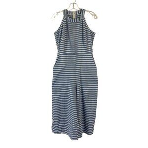 Women's Blue & White Stripe Pants Jumpsuit
